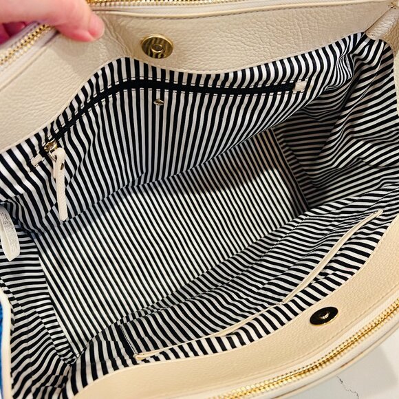 Kate Spade Matthews Drive Pebbled Leather Holland Satchel - Black and Ivory - Picture 8 of 16